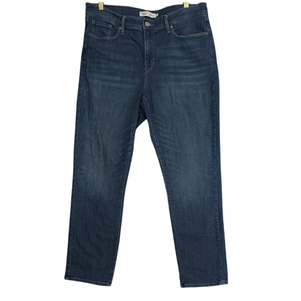 Levi Strauss Signature Womens Mid Rise Straight Leg Jeans Dark Wash Blue Size 18